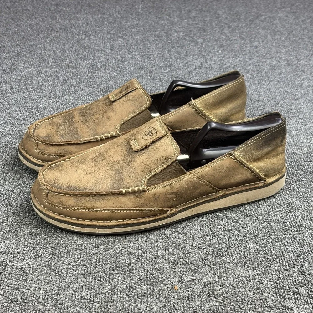 Ariat Shoes Mens 9 D Cruiser Bomber Slip On Beige Leather Moc Toe Casual Comfort